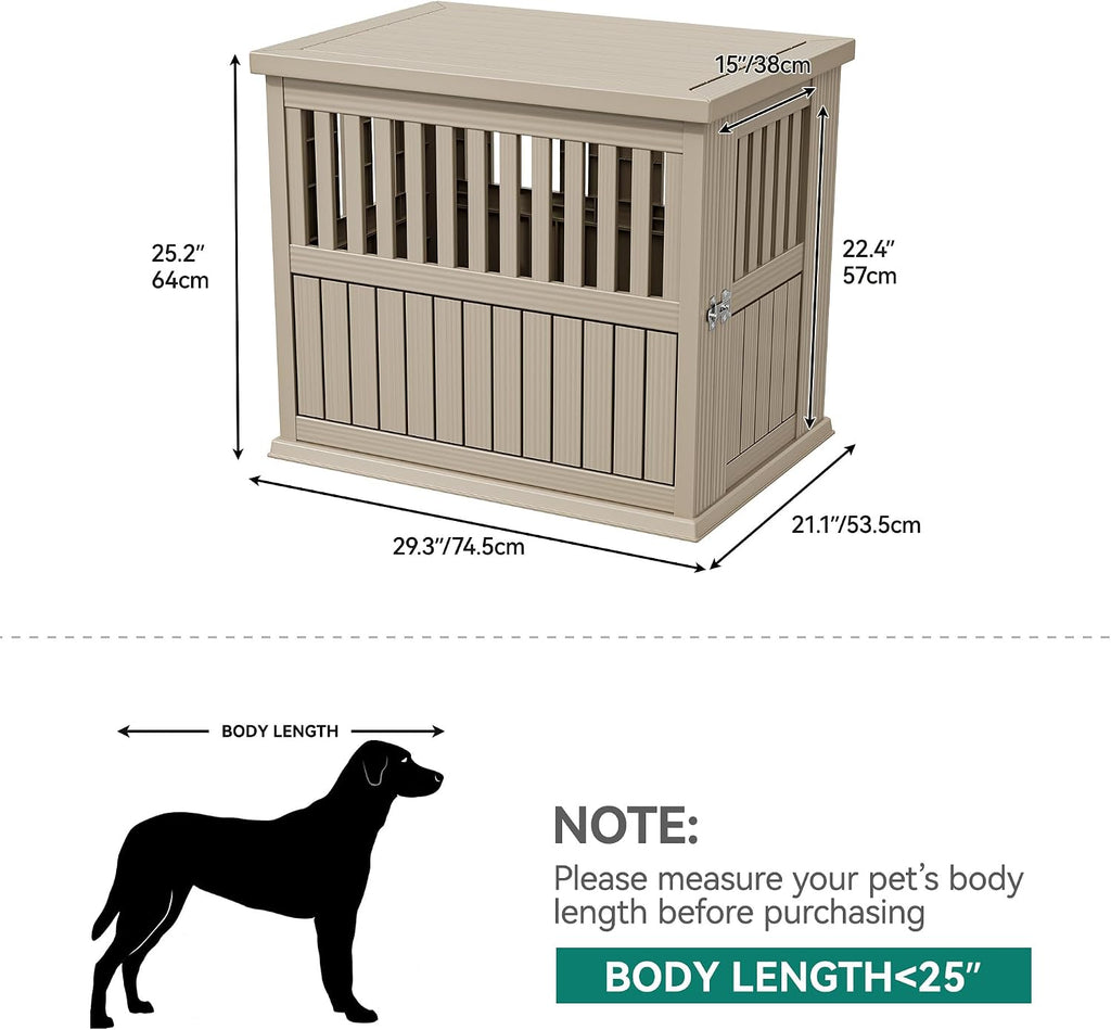 yitahome dog crate, weatherproof dog crate furniture w/secure showing dimensions