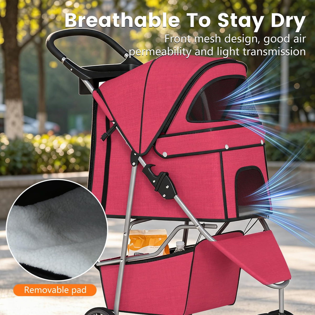 bestpet | 3-wheel pet stroller | red |, package contents
