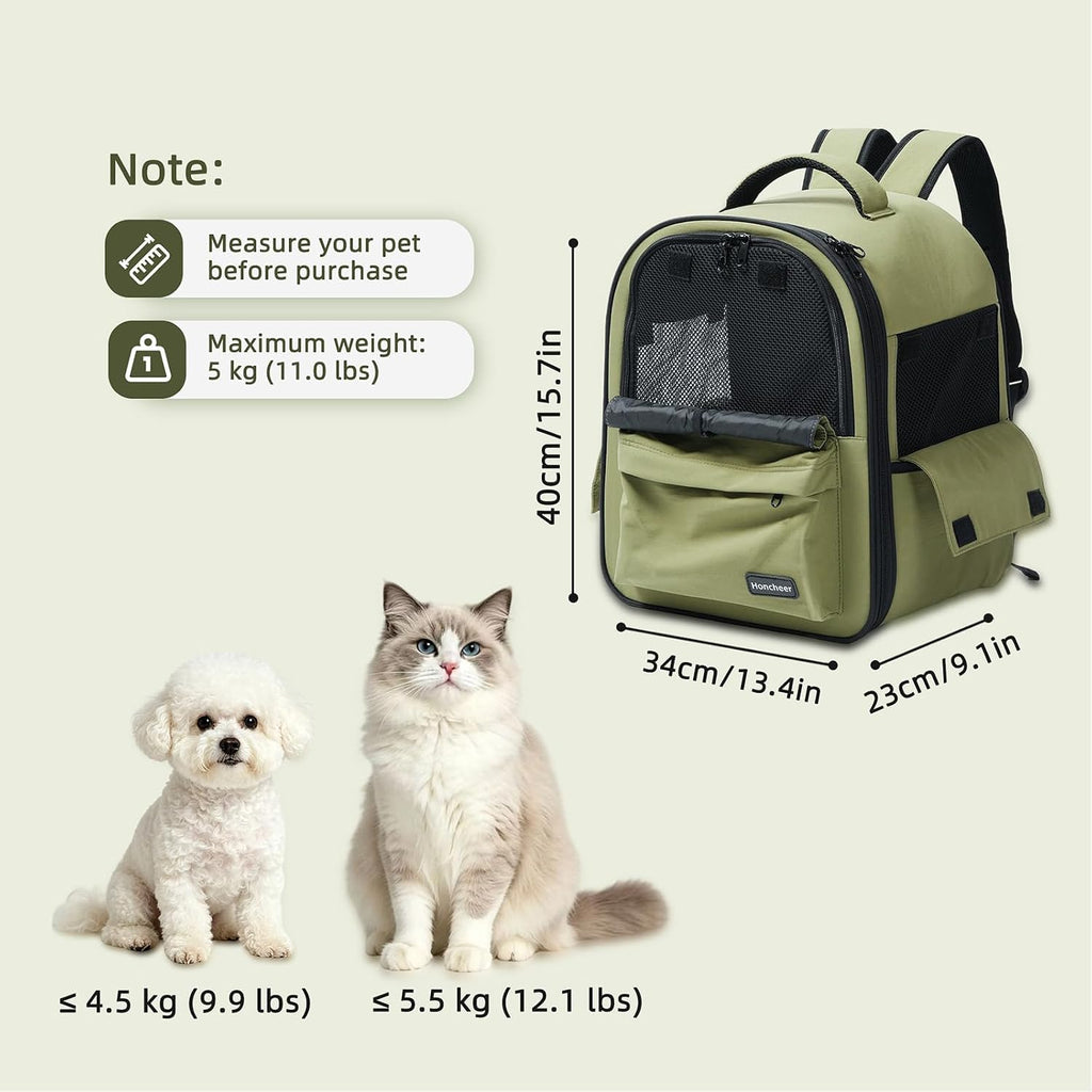 cat carrier dog backpack carrier with anti-collapse bottom shown in use