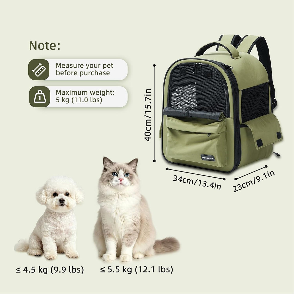 cat carrier dog backpack carrier with anti-collapse bottom shown in use