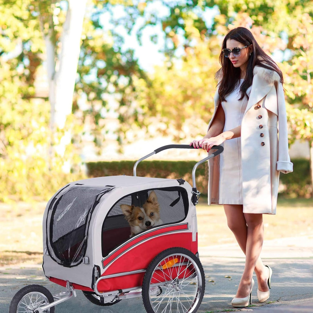 anour 2 in 1 pet bicycle trailer and, close-up detail