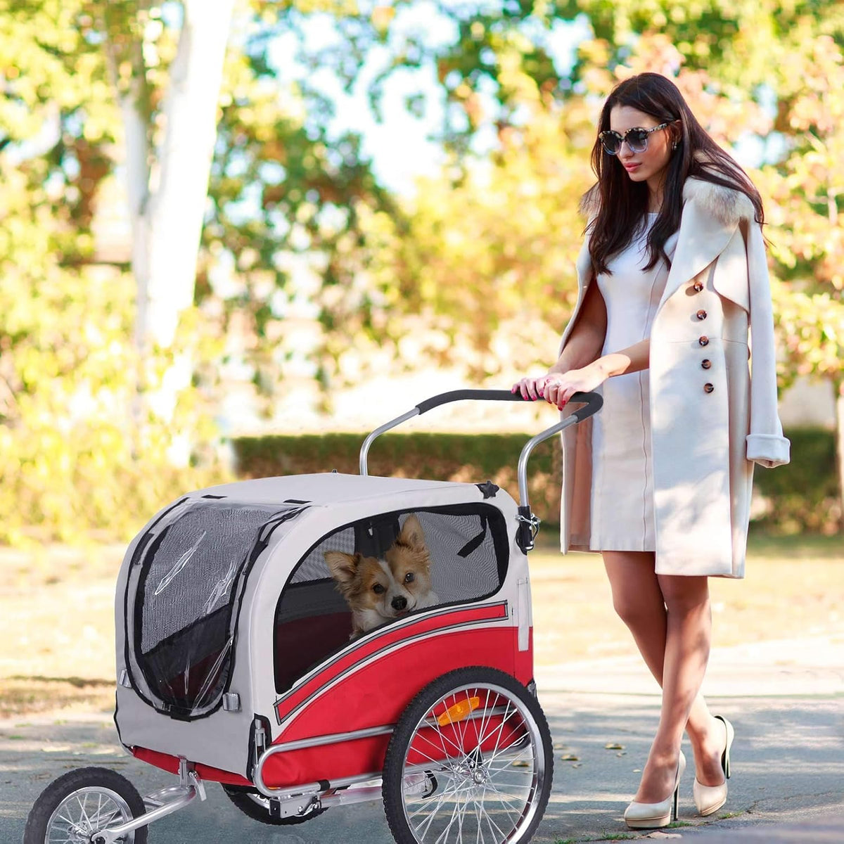 anour 2 in 1 pet bicycle trailer and, close-up detail