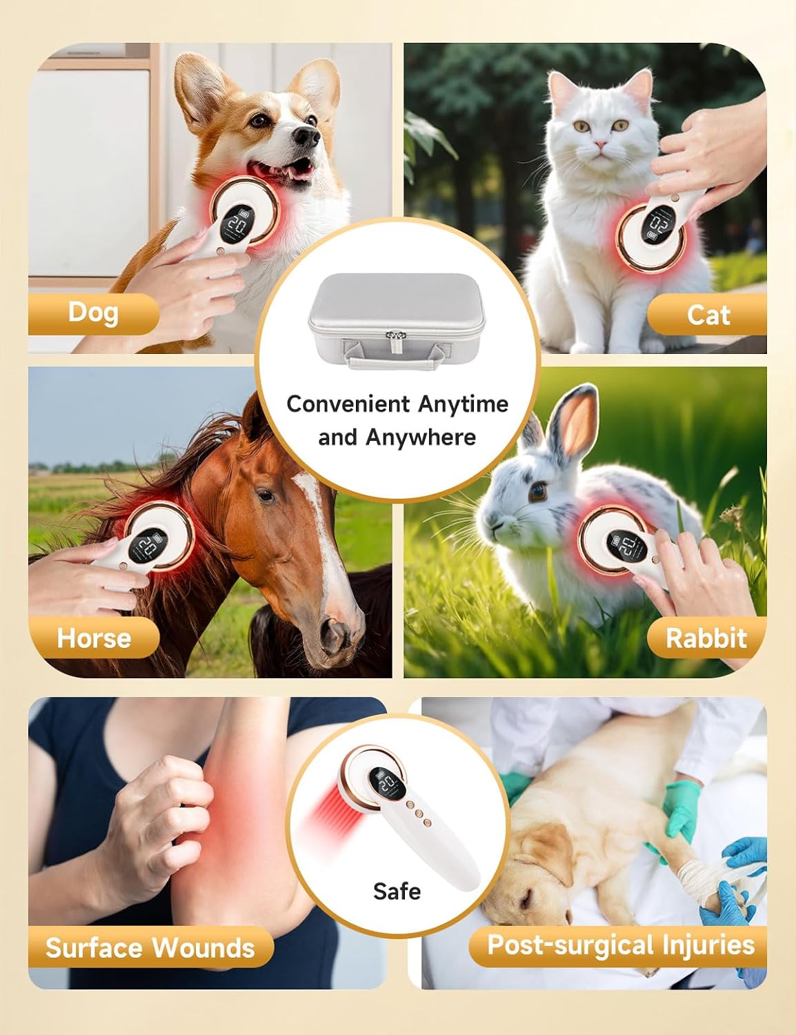 portable cold laser therapy device for dog cat, close-up detail