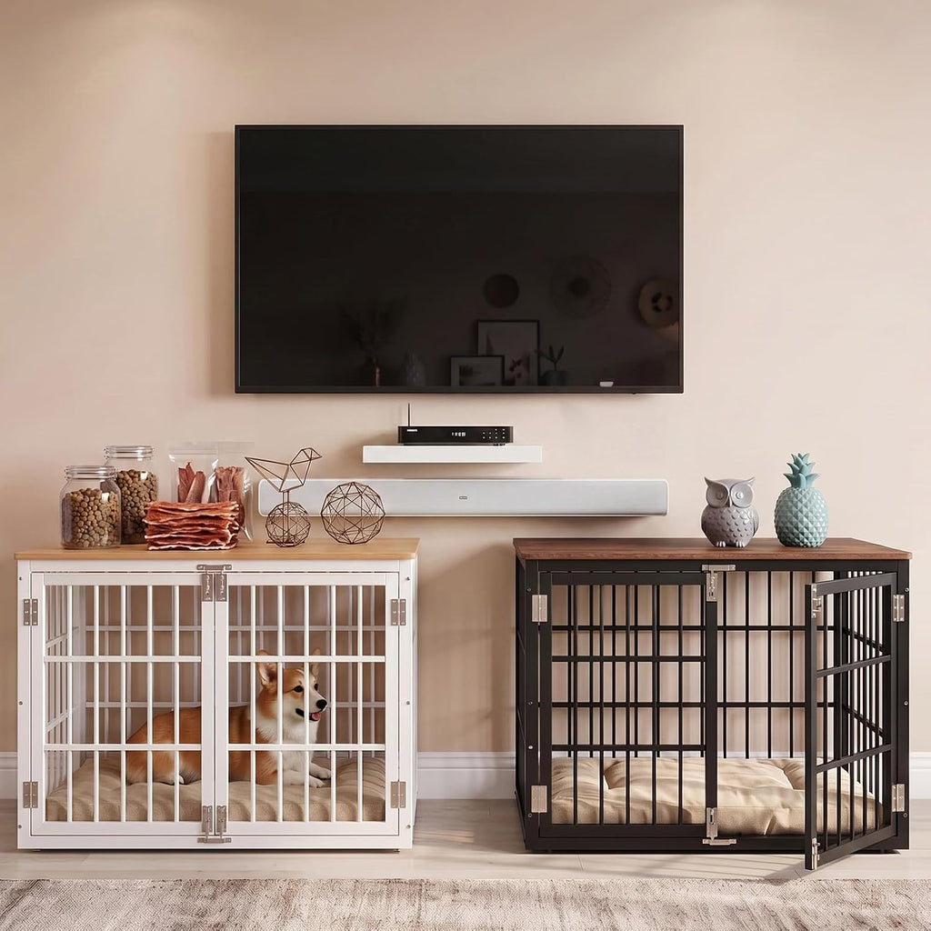 dumos dog crate furniture 38 inch indoor crate, front angle view