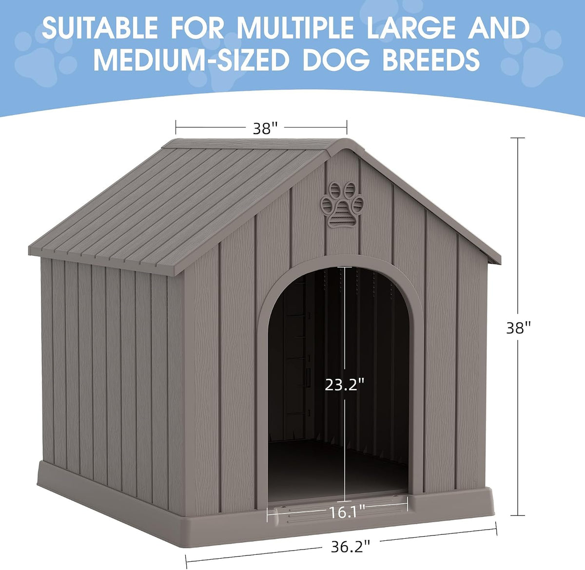 fancyango medium large dog house outdoor indoor, sturdy, package contents