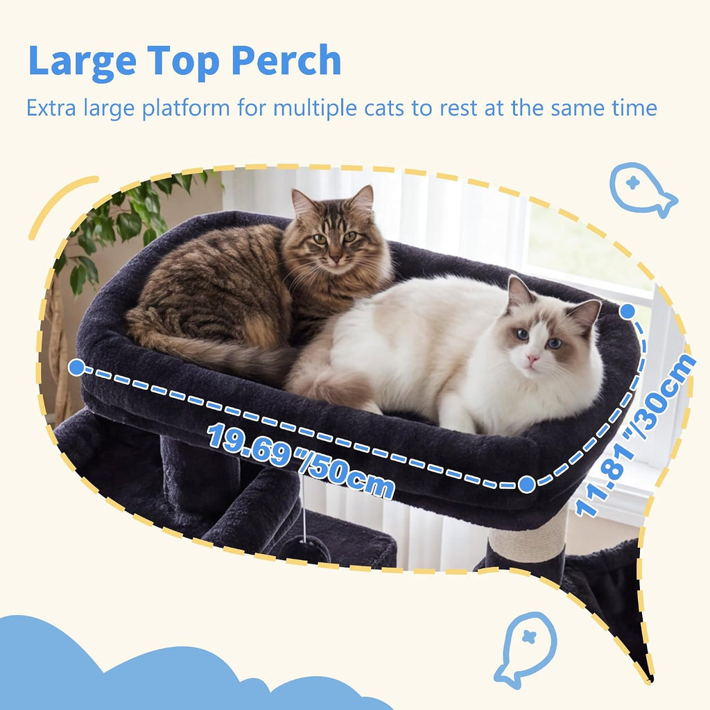 heybly cat tree, 71-inch-tall tower for indoor cats shown in use
