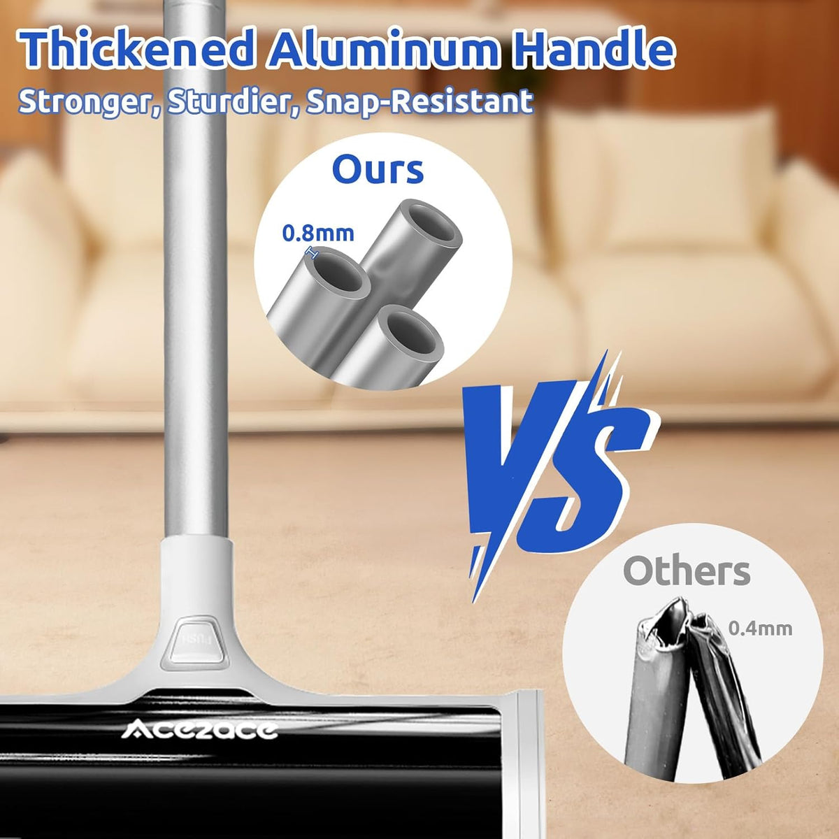 ace2ace a3 pro carpet roller for pet hair, side view