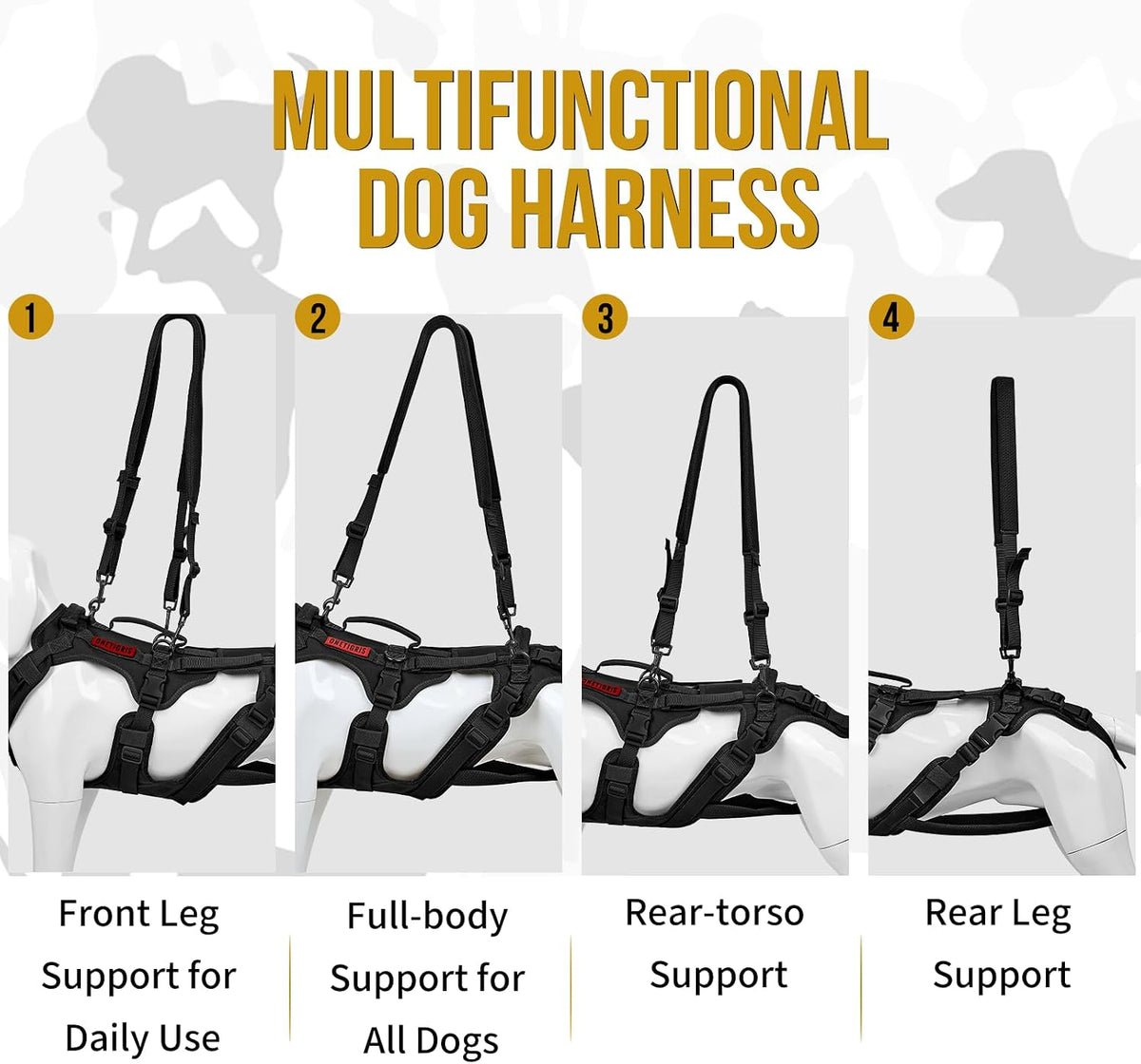 onetigris dog full body lift harness, all-gender dogs shown in use