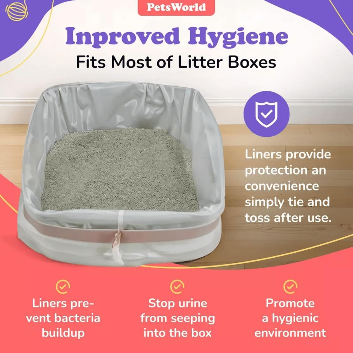 petsworld cat litter box liners, heavy duty litter shown in use
