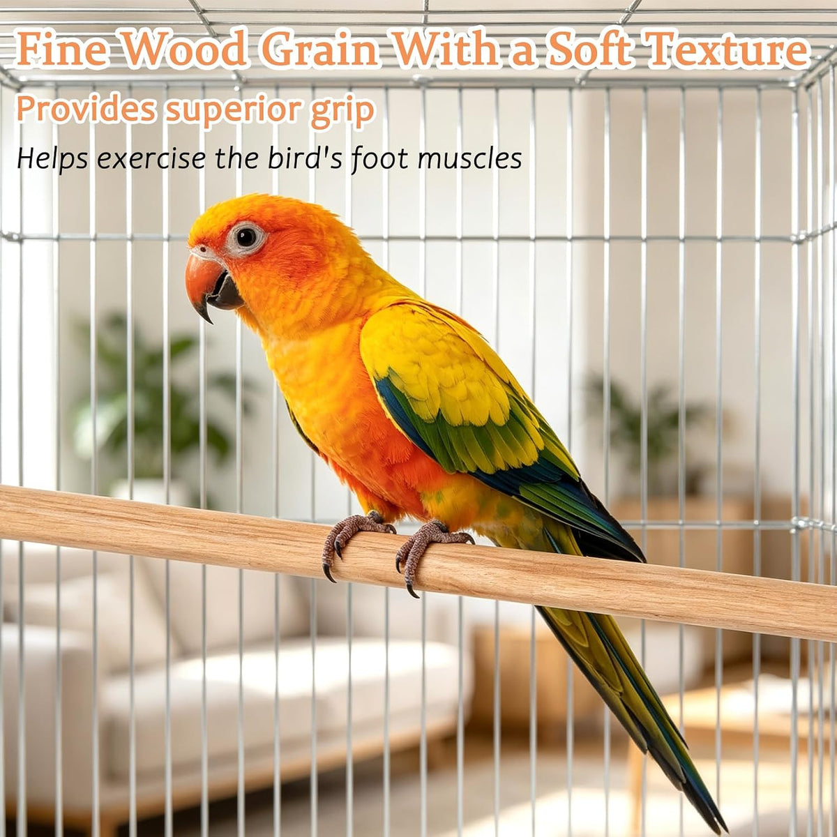 24 x 0.6 inches wooden bird perches for, side view