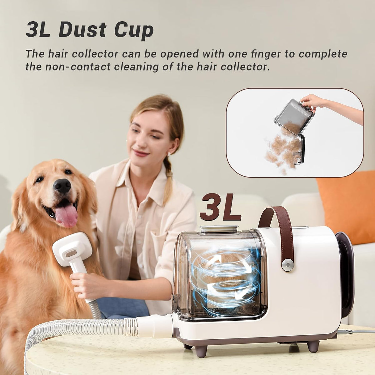 bunfly dog grooming kit & dog hair vacuum, close-up detail