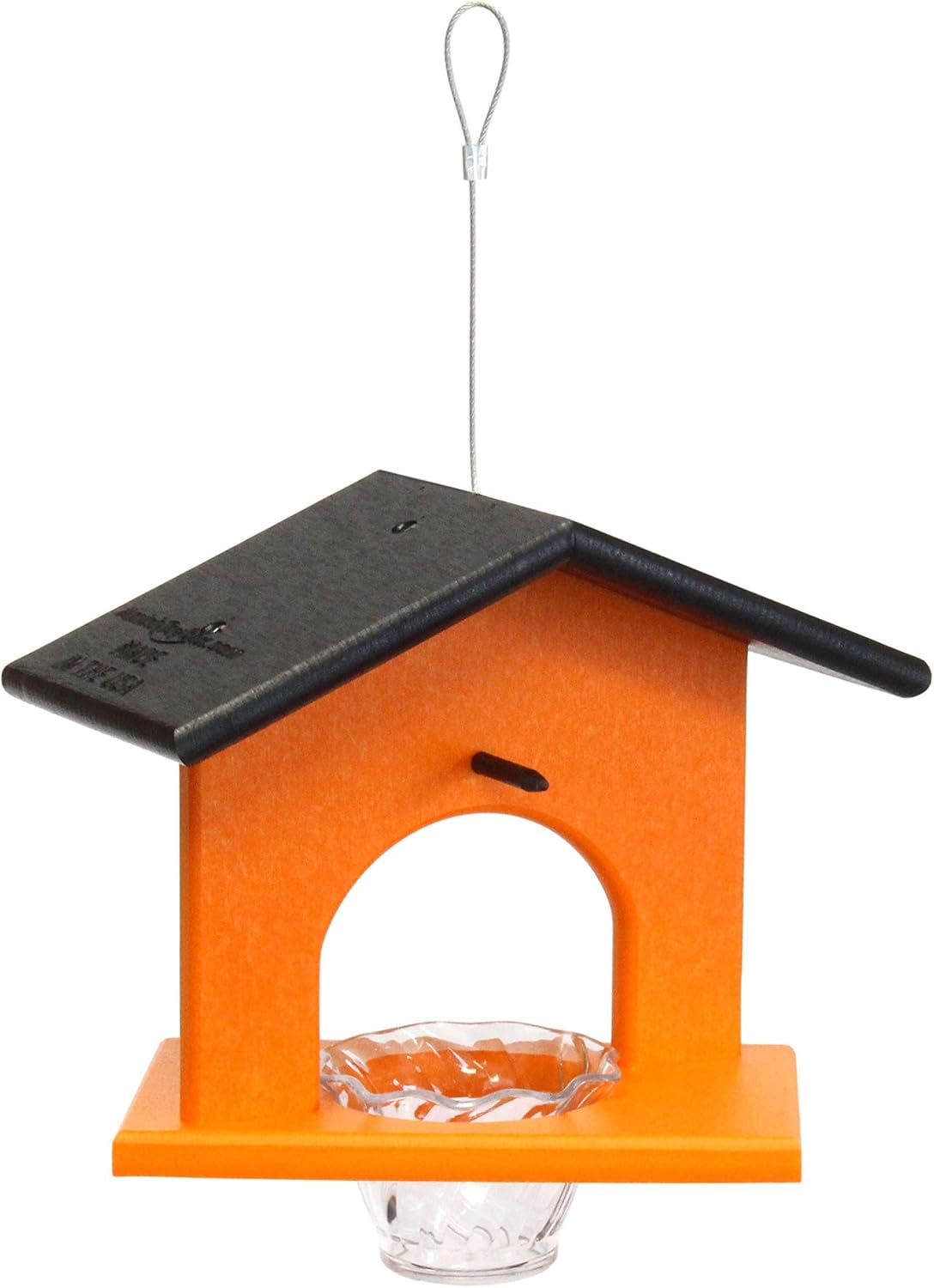 oriole bird feeder, for feeding grape jelly, black/orange showing dimensions