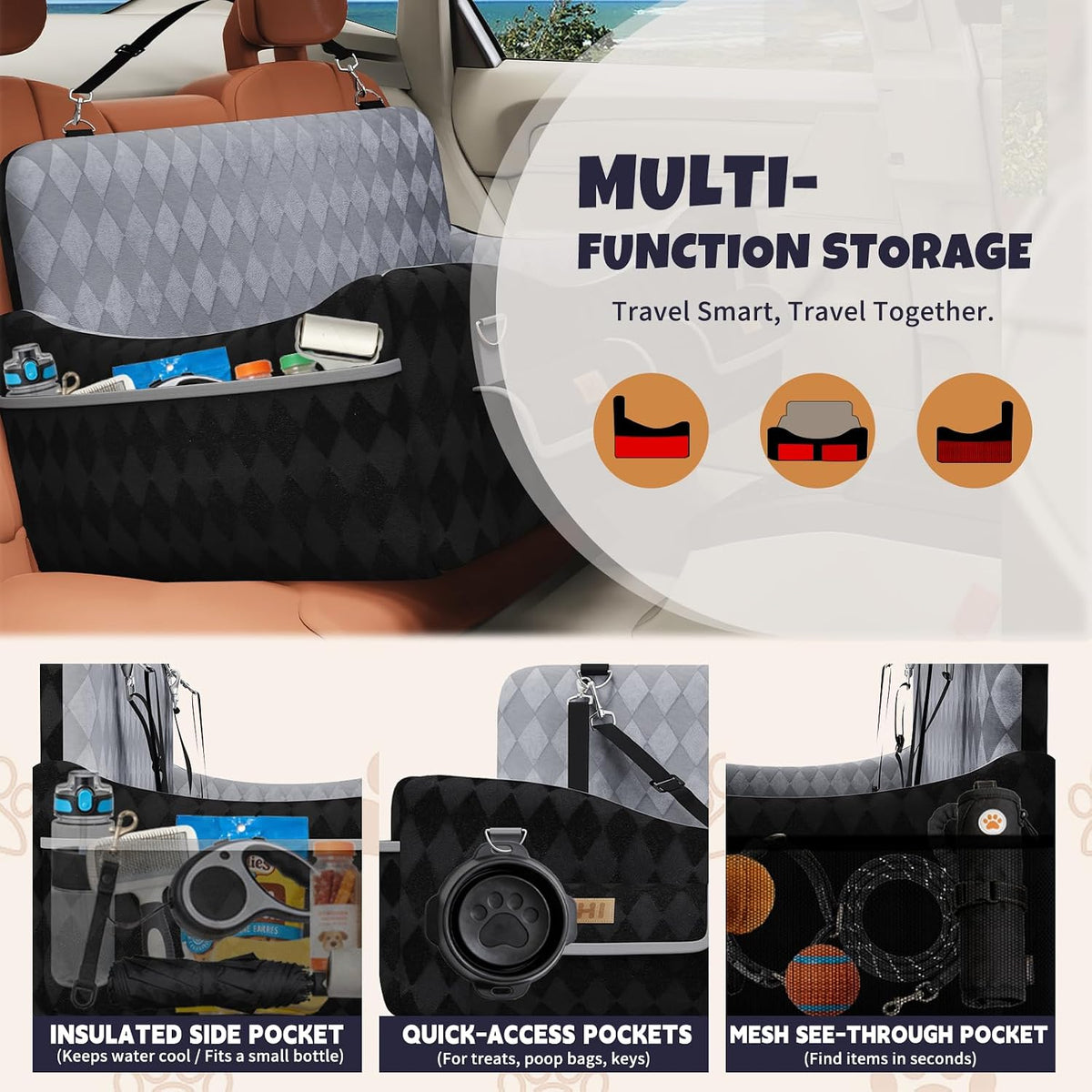 dog car seat for medium/large dogs up to shown in use