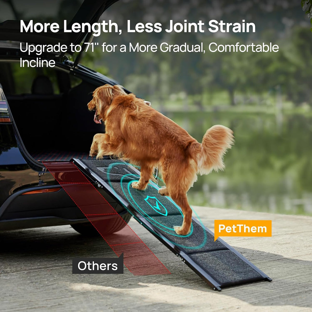 petthem dog ramp for cars, 71" l × shown in use