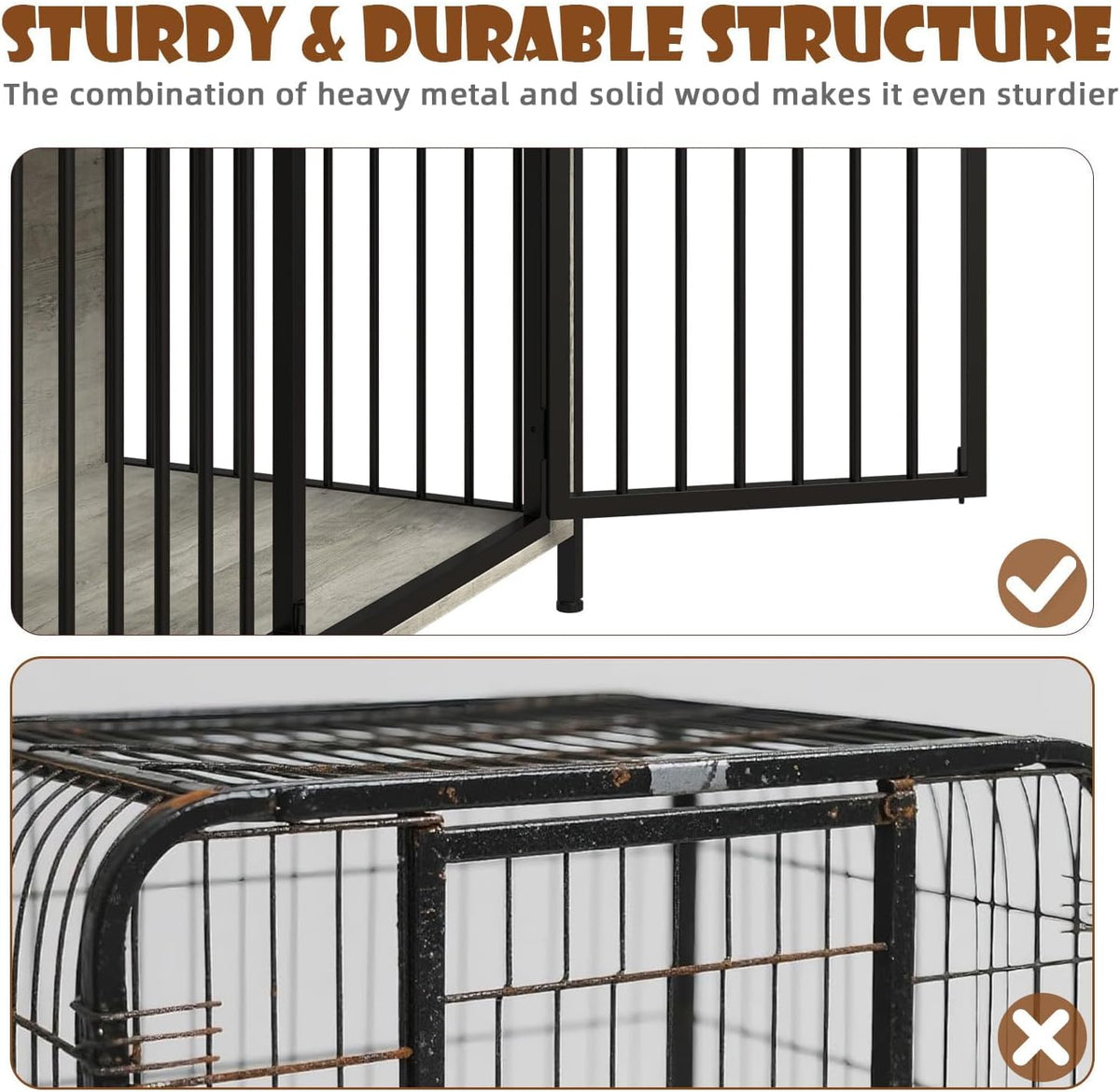 lemberi 44 inch large dog crate furniture with on a desk or shelf