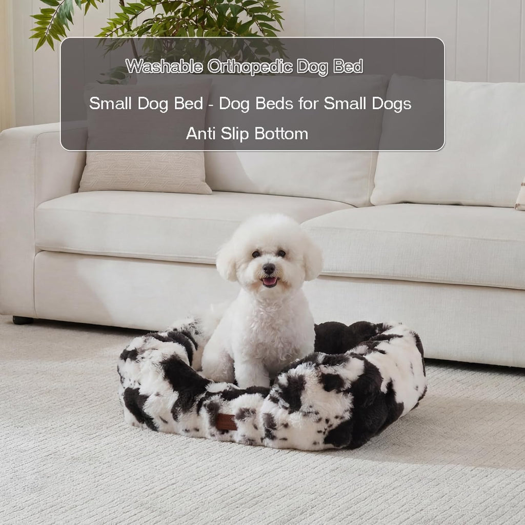 washable orthopedic dog bed,rectangle fleece & luxury pet shown in use