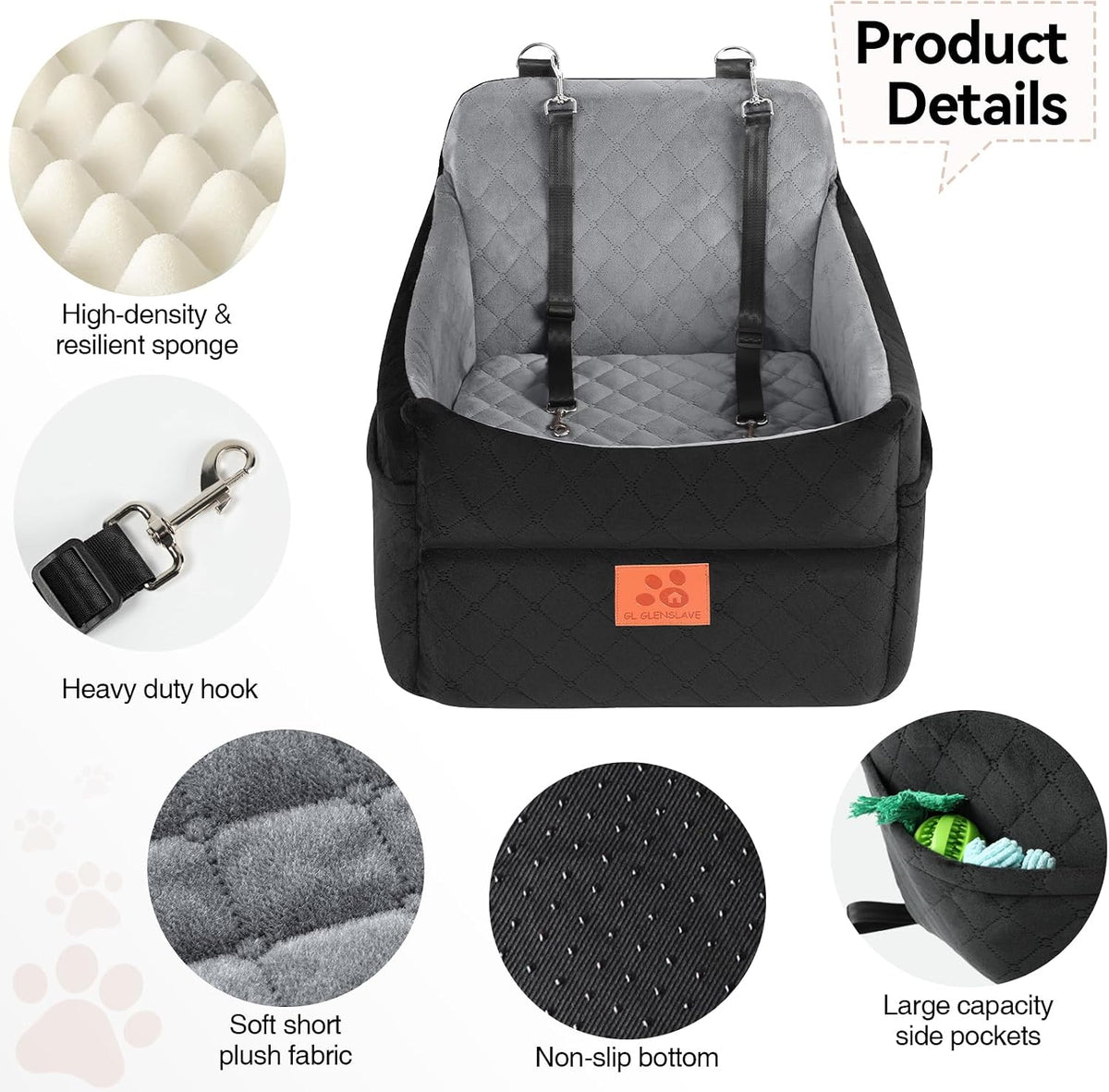 gl glenslave dog car seat for small/medium dogs showing dimensions