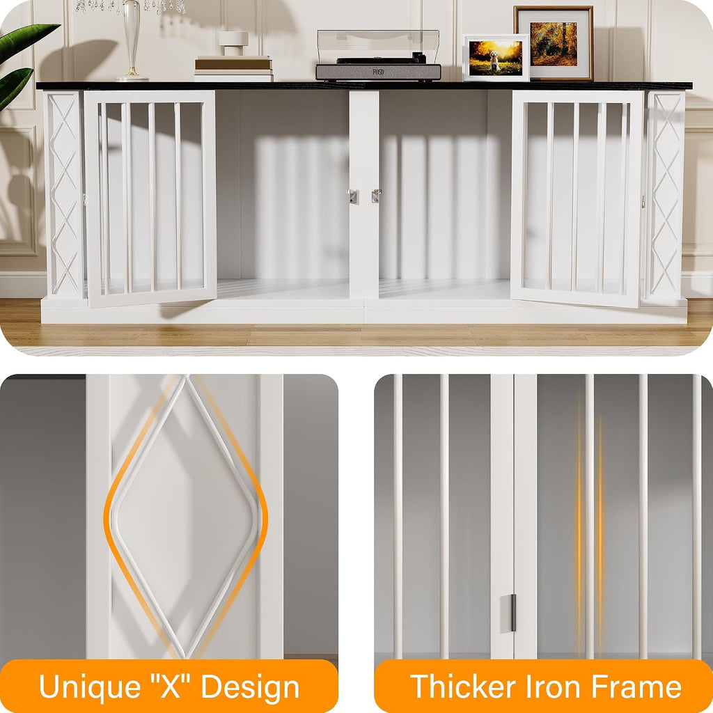 kepptory 86.6" double dog crate furniture for 1, package contents