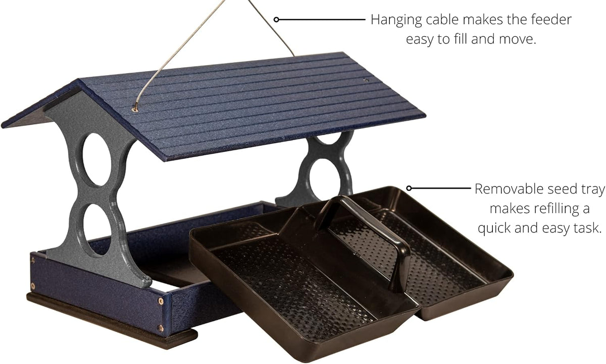 jcs wildlife large fly thru platform bird feeder, side view