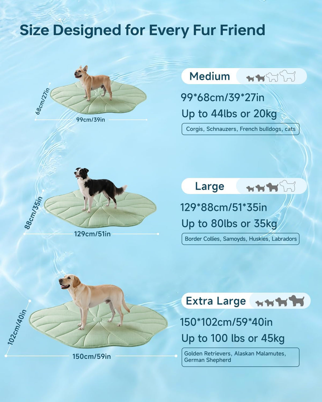 bg-babygo dog cooling mat, 48" x 28" reversible, side view