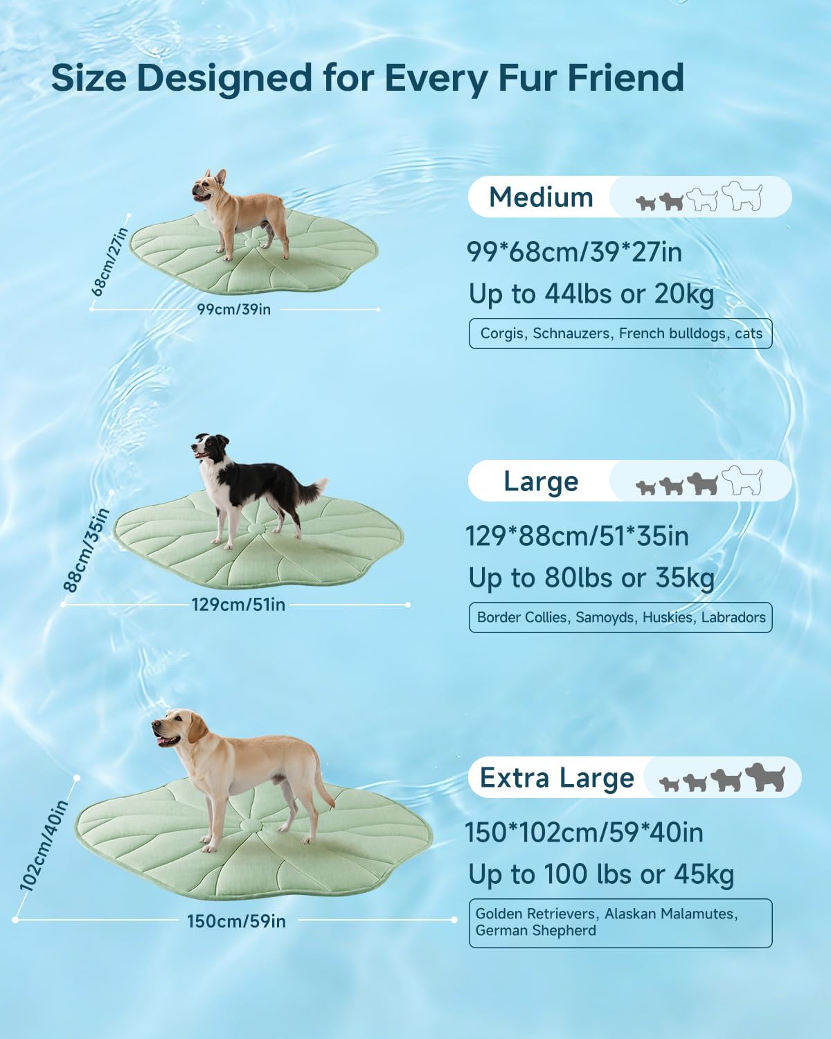 bg-babygo dog cooling mat, 48" x 28" reversible, side view