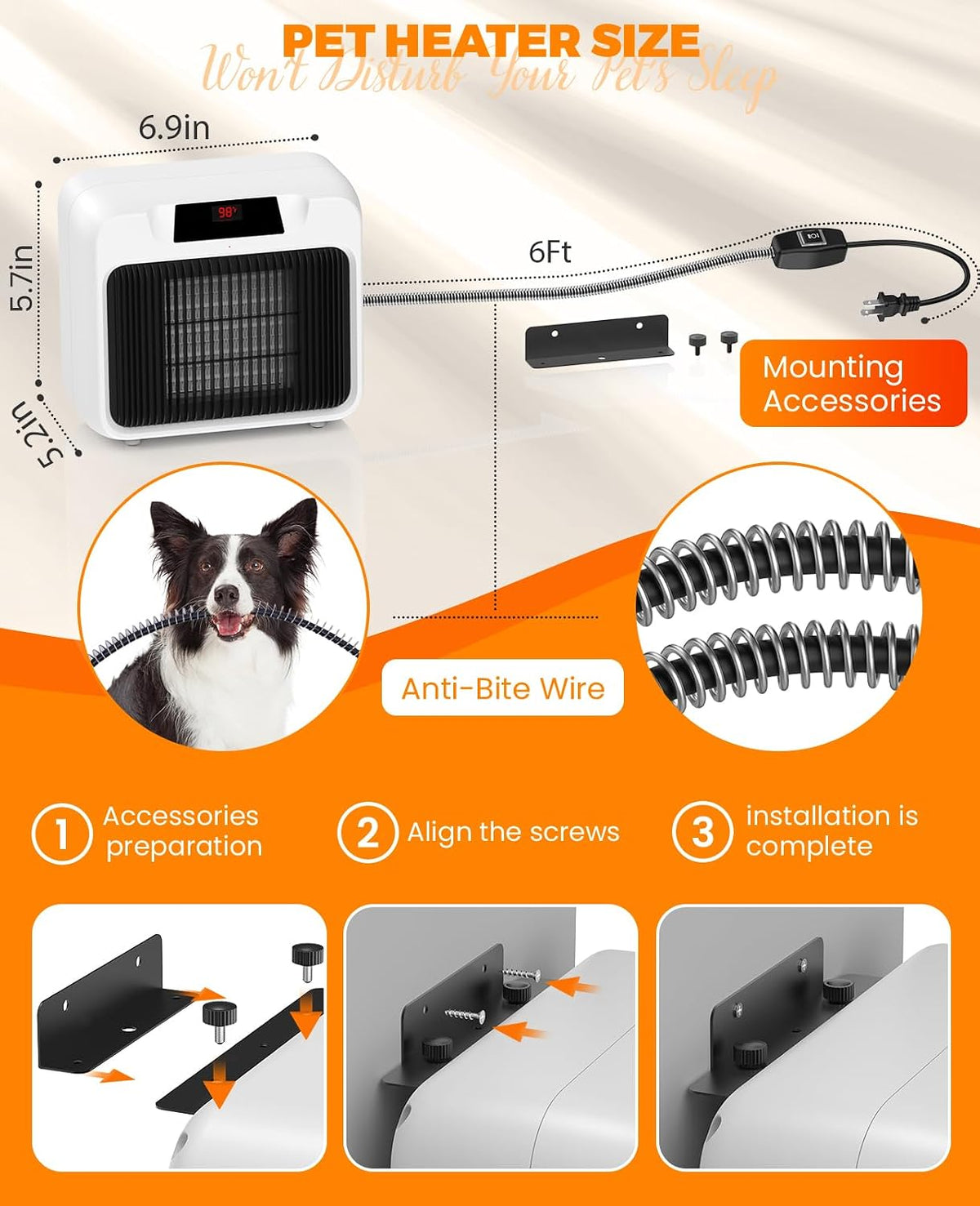 dog house heater with thermostat,heated dog house with showing dimensions