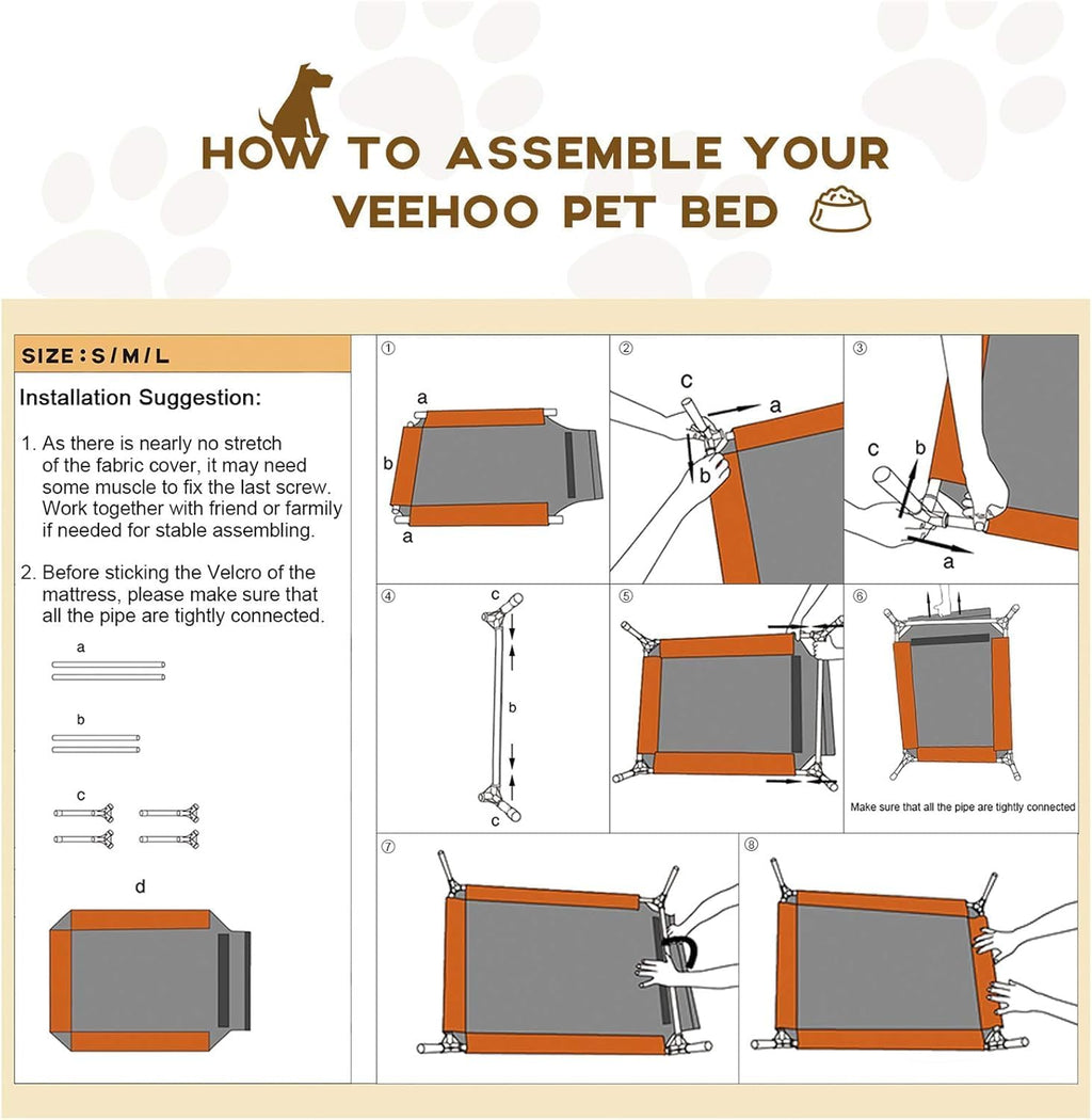veehoo outdoor elevated dog bed large sized dogs, front angle view