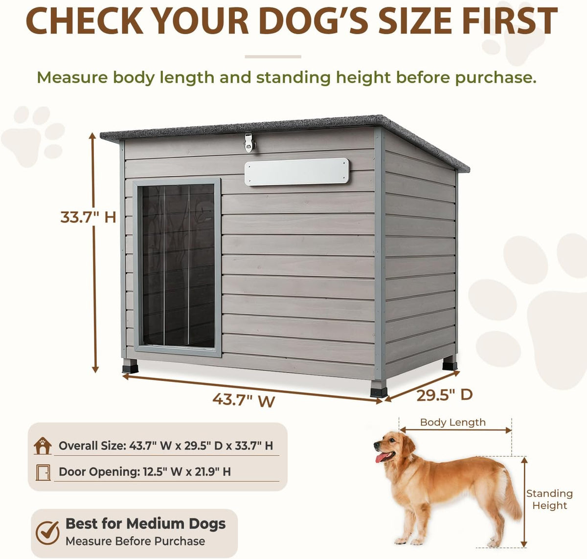 gowoodhut large dog house outdoor, wooden kennel for, side view