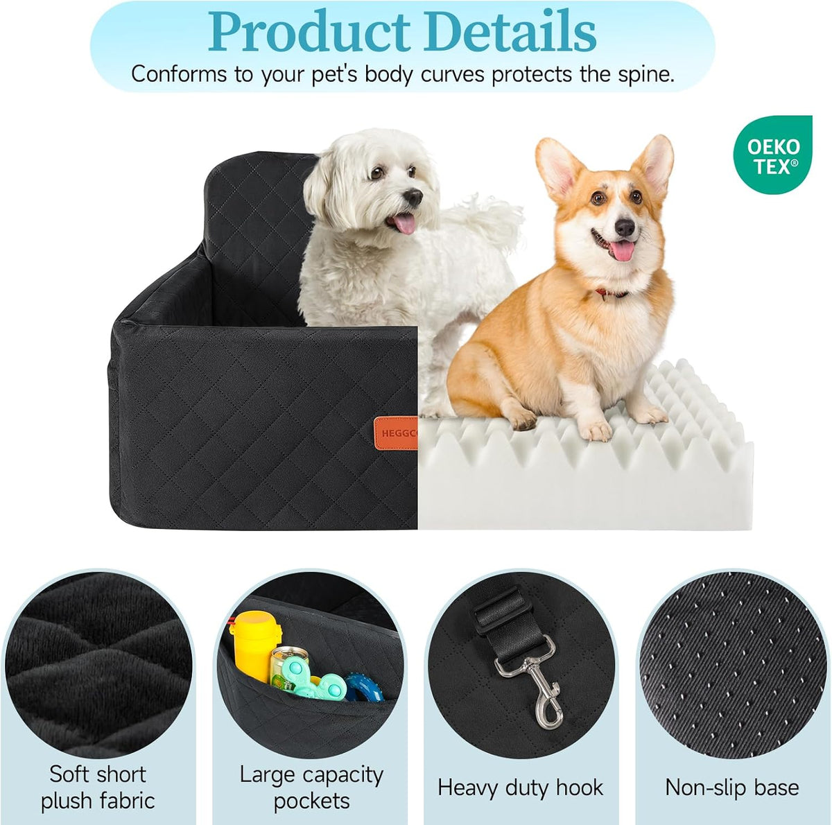 dog car seat for medium large dogs under, side view
