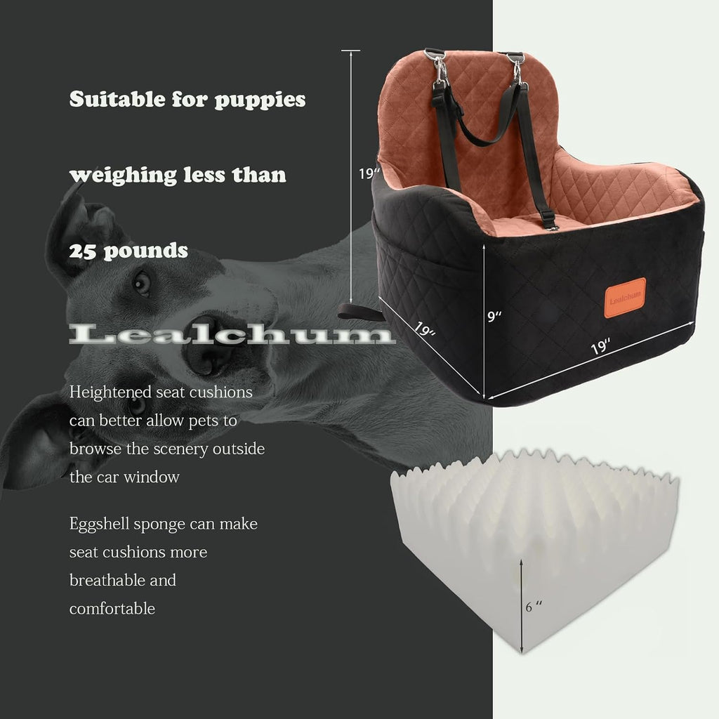 lealchum dog booster car seat for s/m dogs shown in use