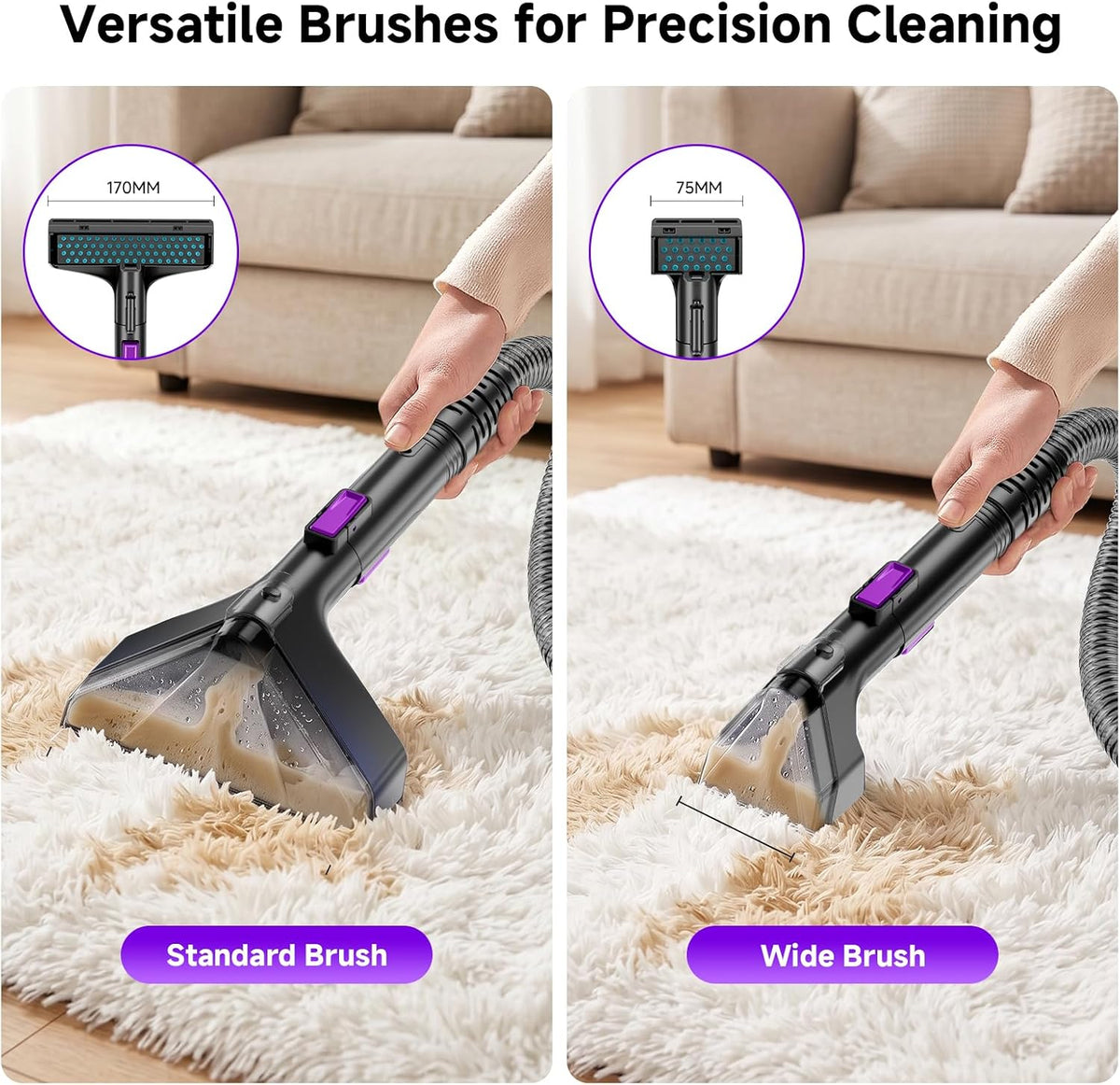 portable carpet cleaner & upholstery cleaner machine, side view
