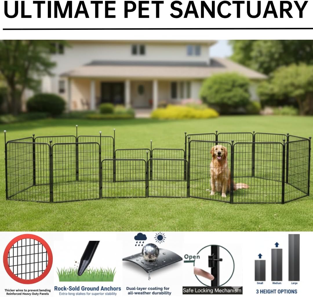 portable dog crates & playpen, 32'' metal pet, side view