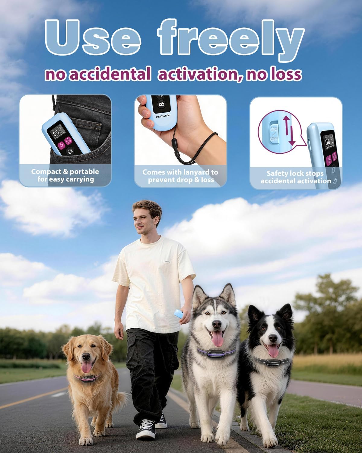 shock collar for dogs 3 pack, 3300ft e showing dimensions