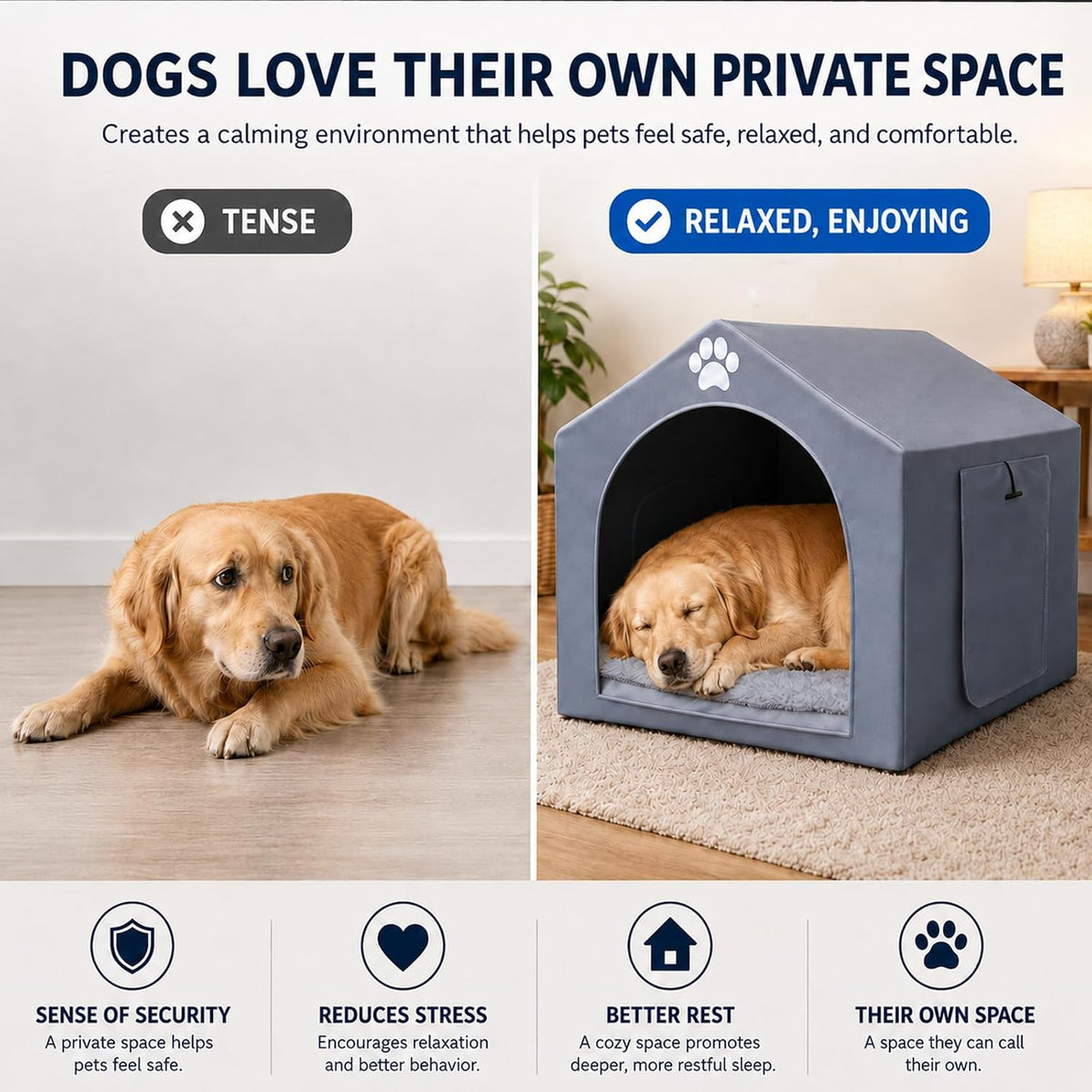 dog house indoor for large dogs, 29 x shown in use