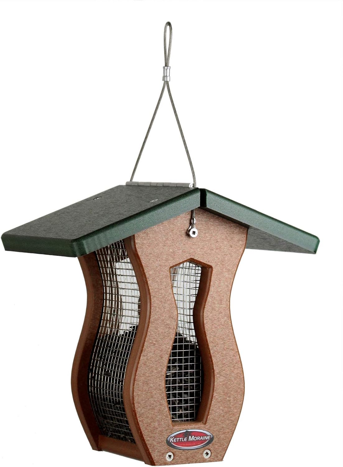 kettle moraine recycled small curved screen feeder, green/chocolate, main product view