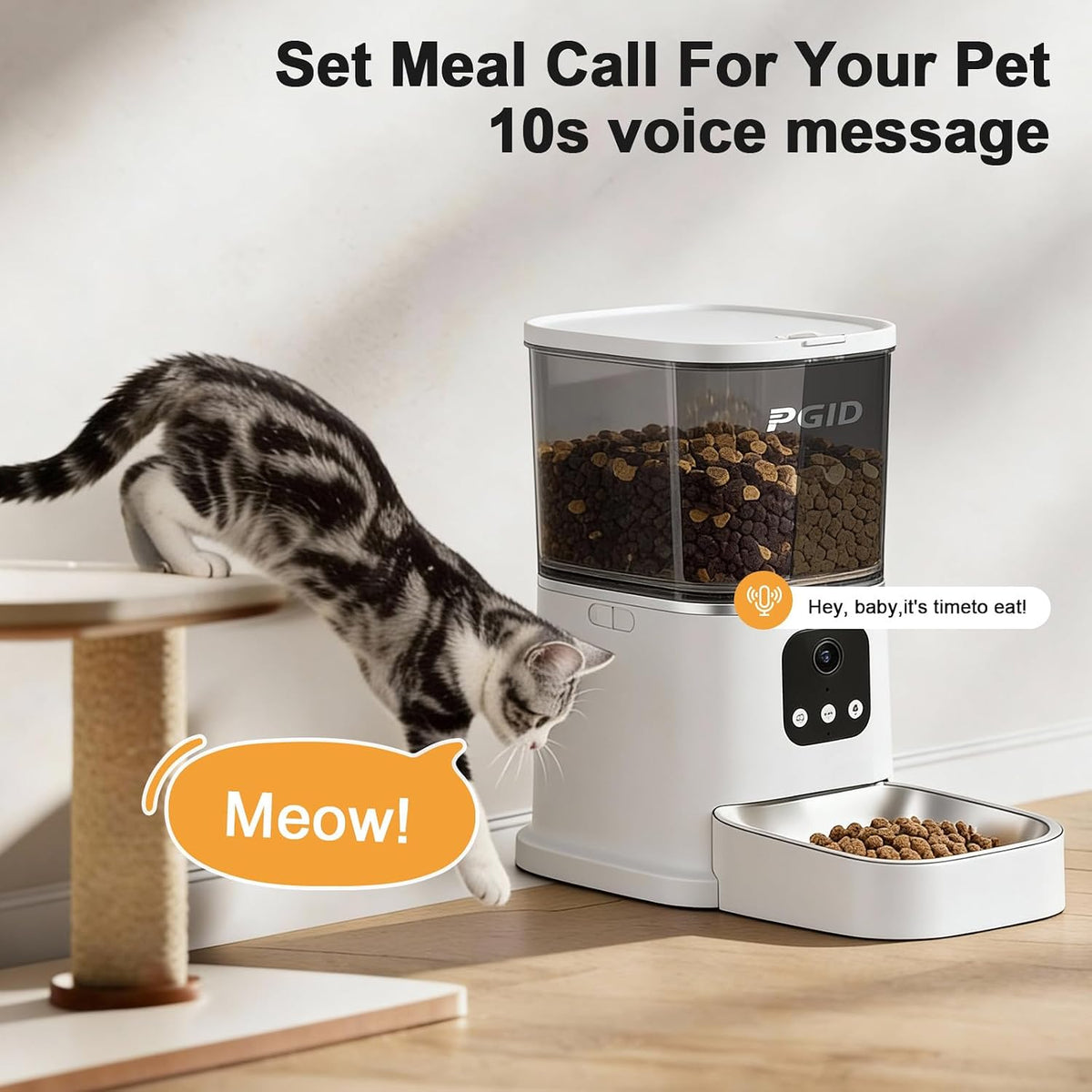 automatic cat feeder with 4k camera,2.4g auto dog showing dimensions