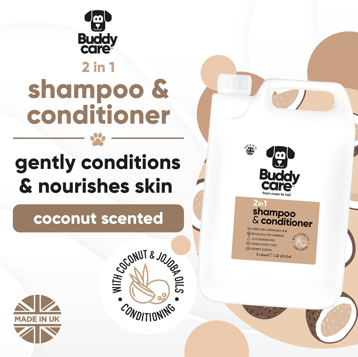 2in1 dog shampoo & conditioner by buddycare | shown in use