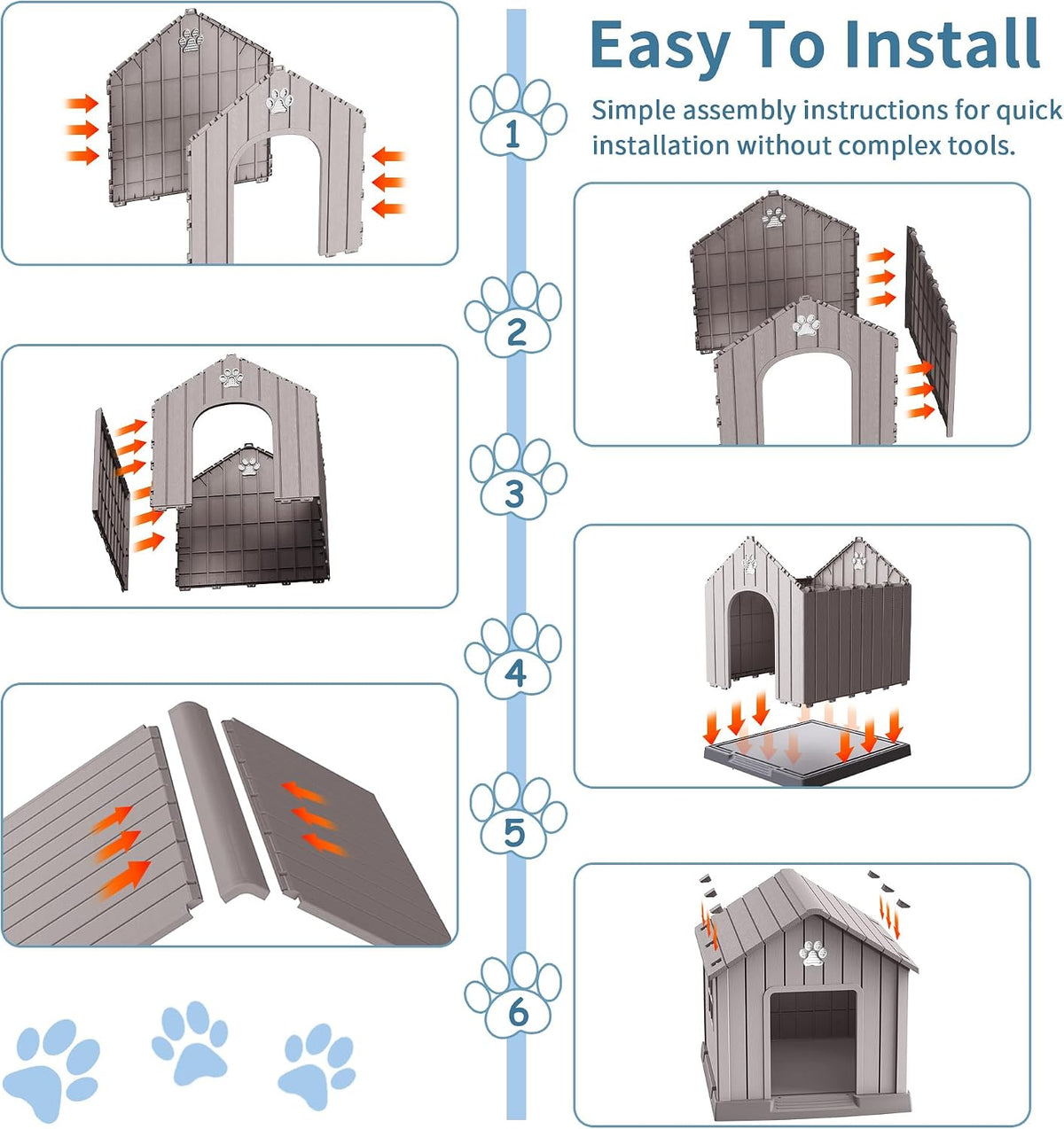 dog house outdoor weatherproof，waterproof resin outside dog house showing dimensions