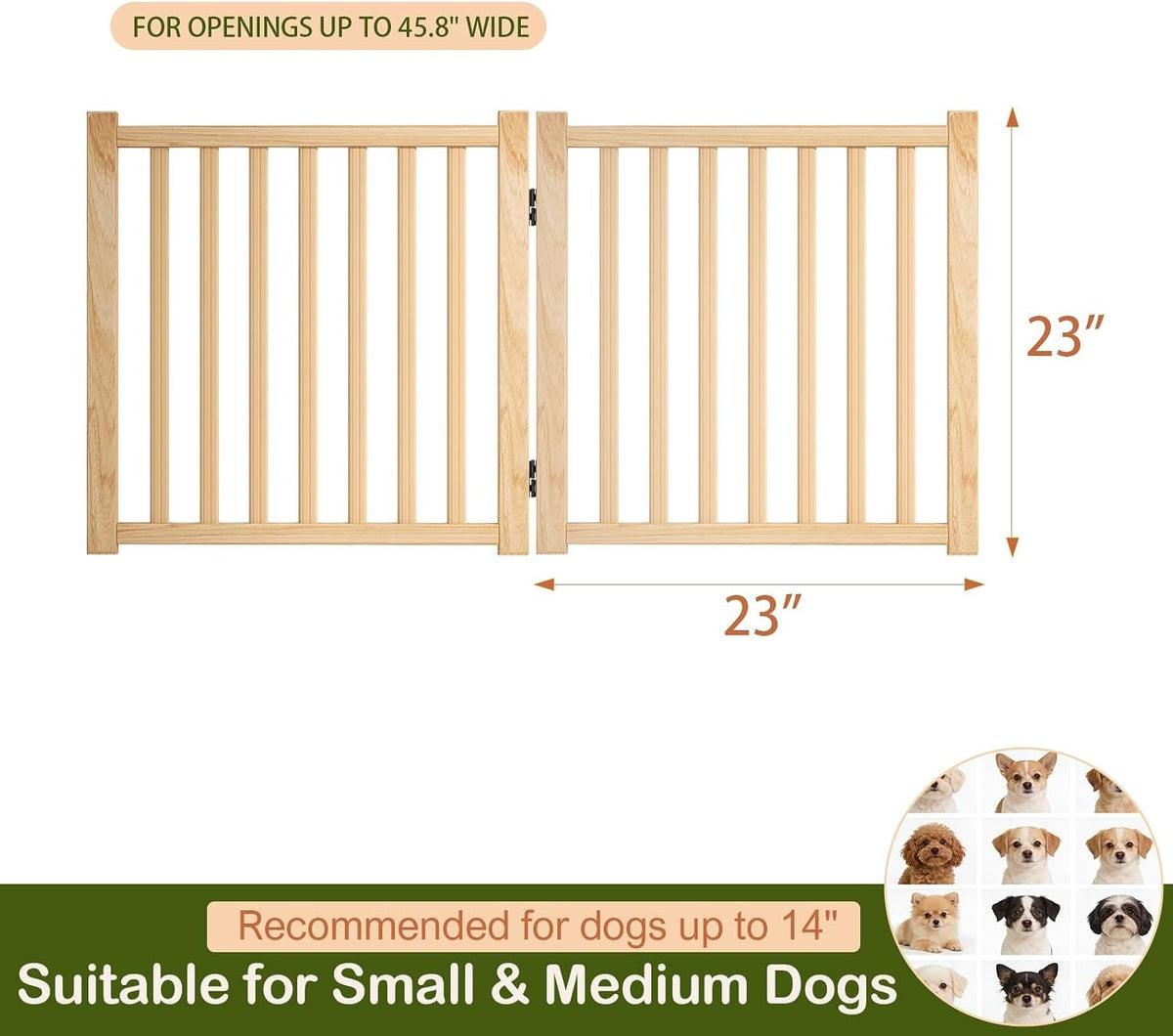 freestanding wooden dog gate indoor- 23" h 2 on a desk or shelf