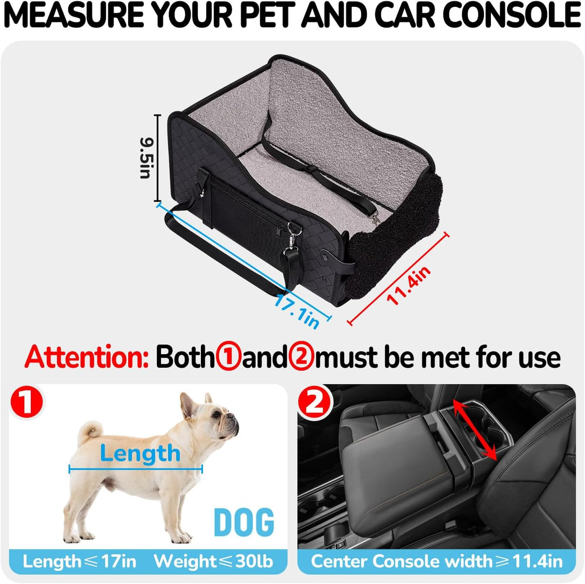 center console dog car seat,pet puppy middle console, close-up detail