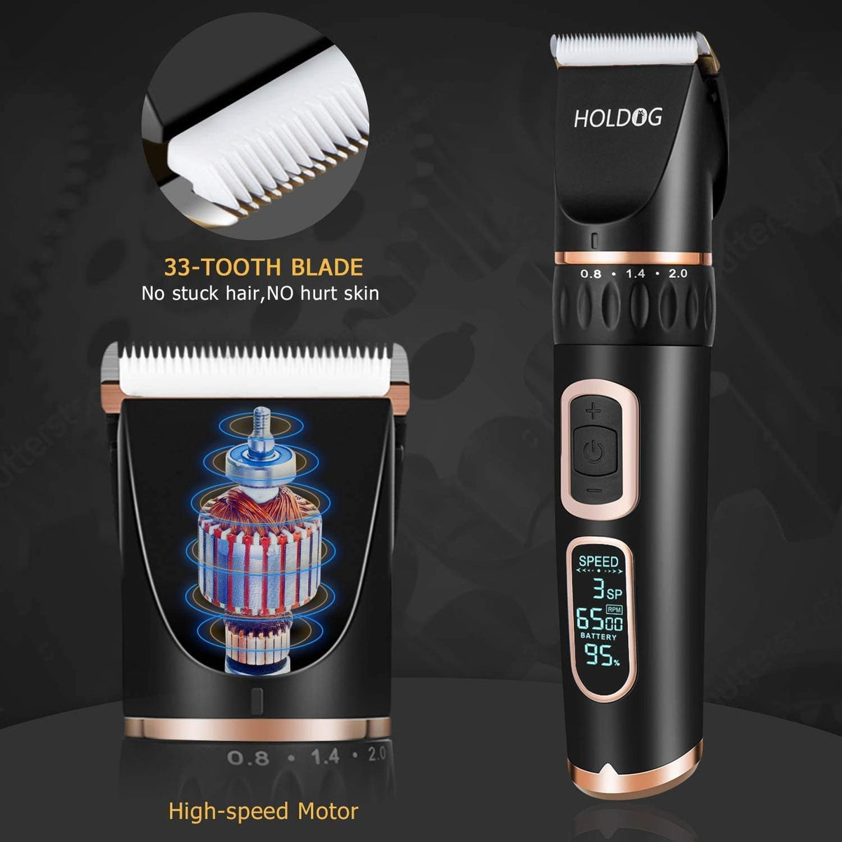 holdog dog clippers professional heavy duty grooming clipper showing dimensions
