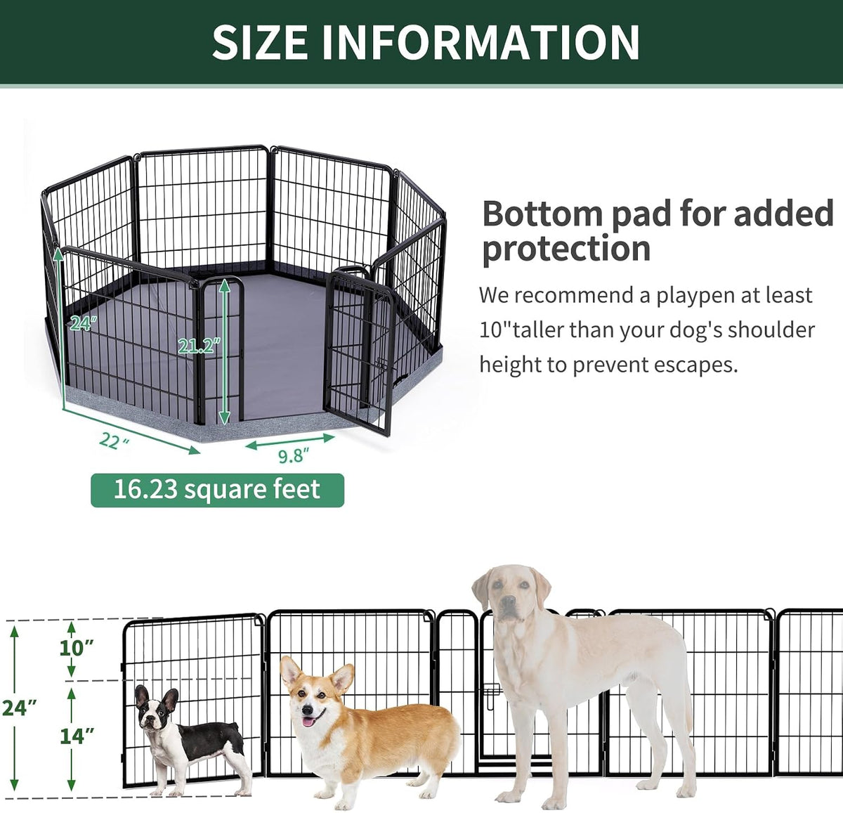petime dog playpen,metal exercise puppy pen heavy duty, close-up detail