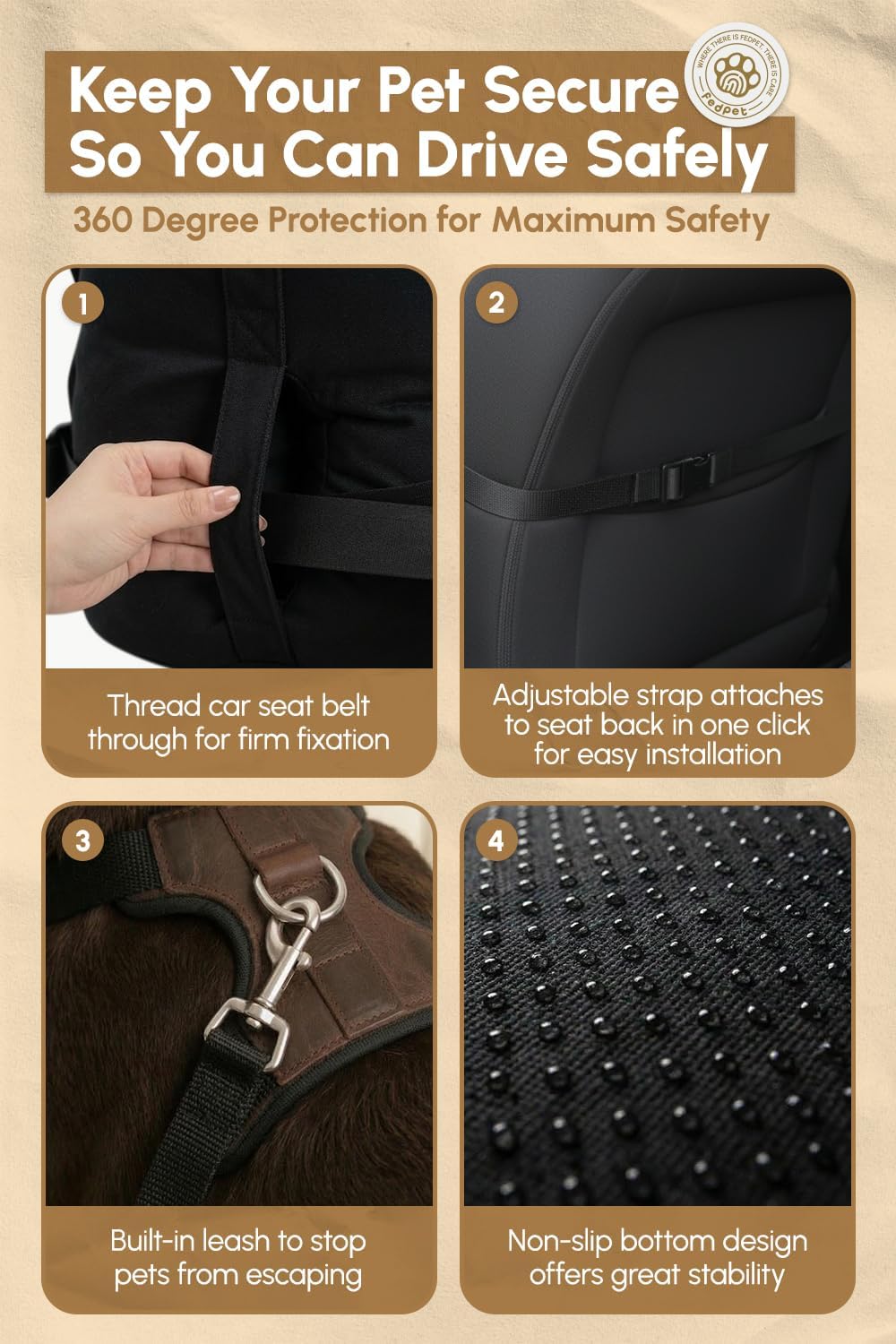 dog car seat for small dogs, waterproof puppy showing dimensions