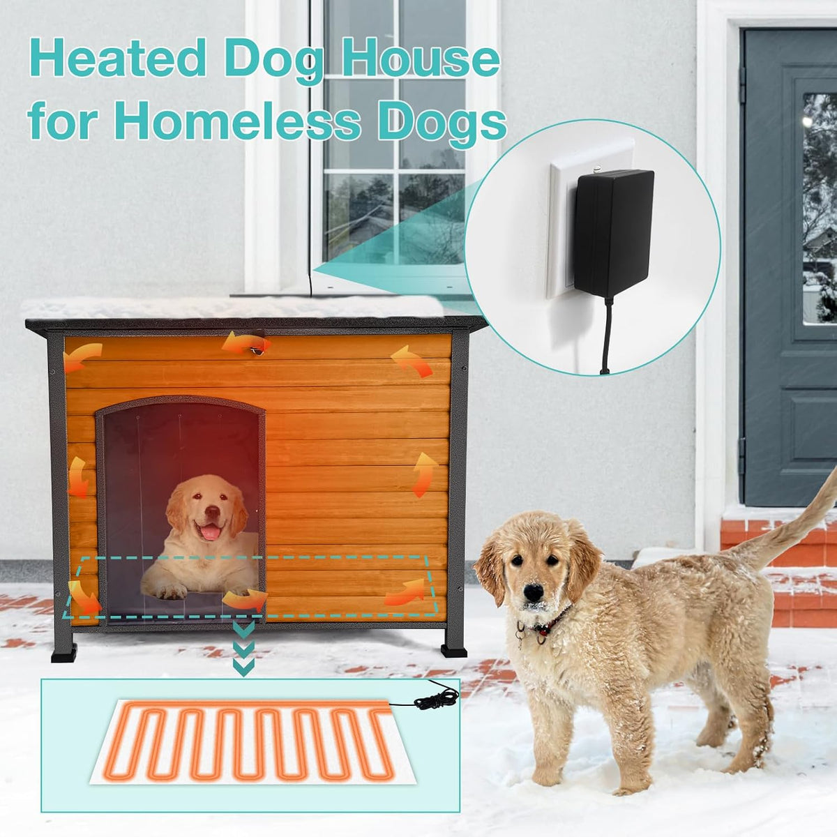 heated dog house outdoor,anti bite iron frame dog shown in use