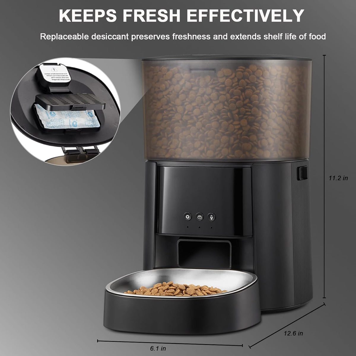 automatic cat feeder wifi with app control, voice, close-up detail