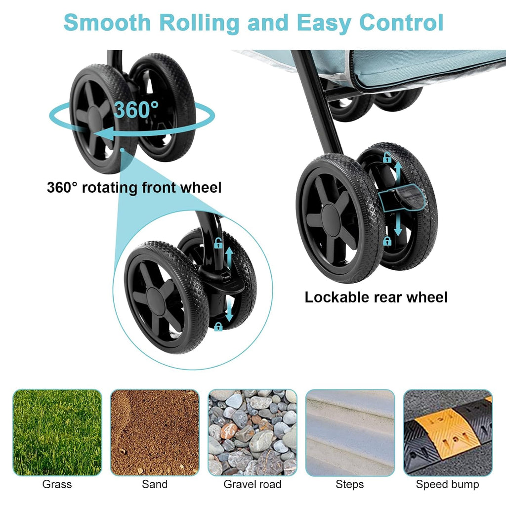 double pet stroller for 2 dogs & cats, close-up detail