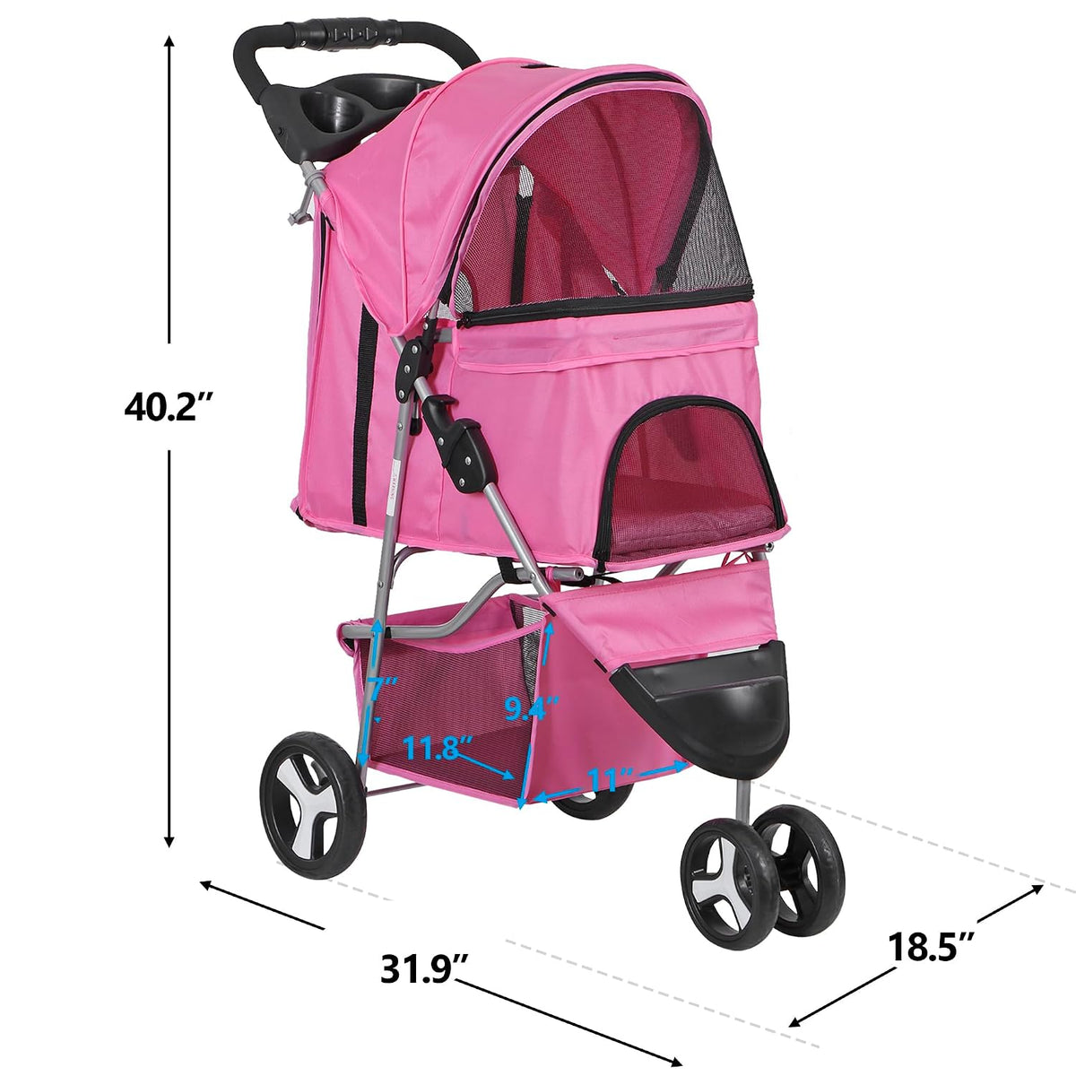 lemy foldable pet stroller,3 wheels cat/dog stroller with on a desk or shelf