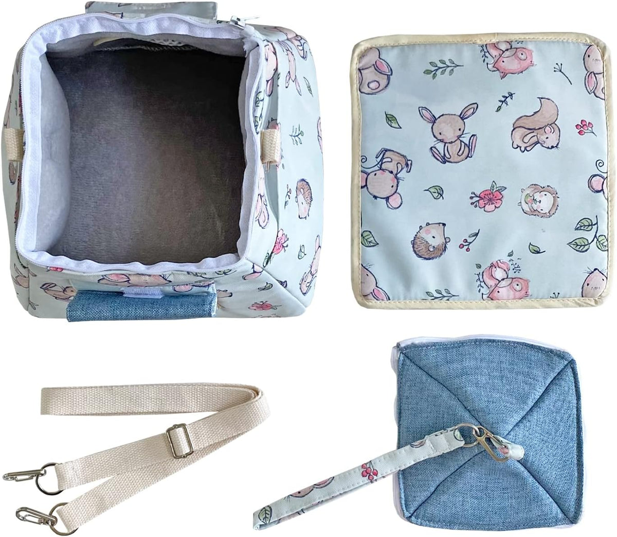portable outgoing flannel hedgehog carry carrier bag house showing dimensions