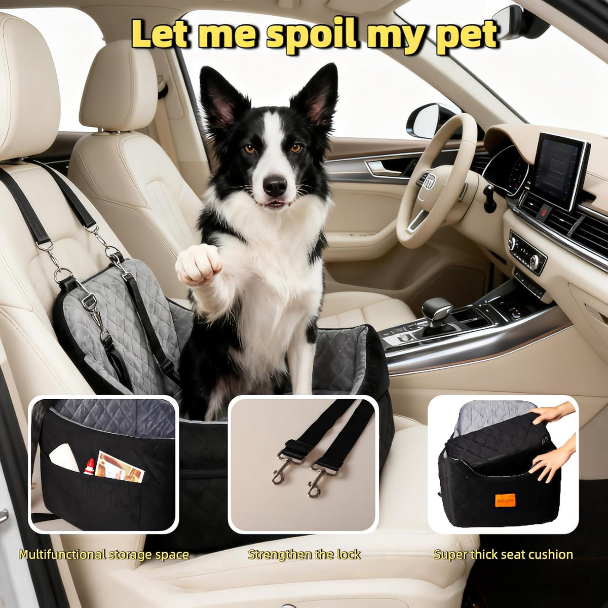 elevated dog booster car seat for medium/small dogs, close-up detail