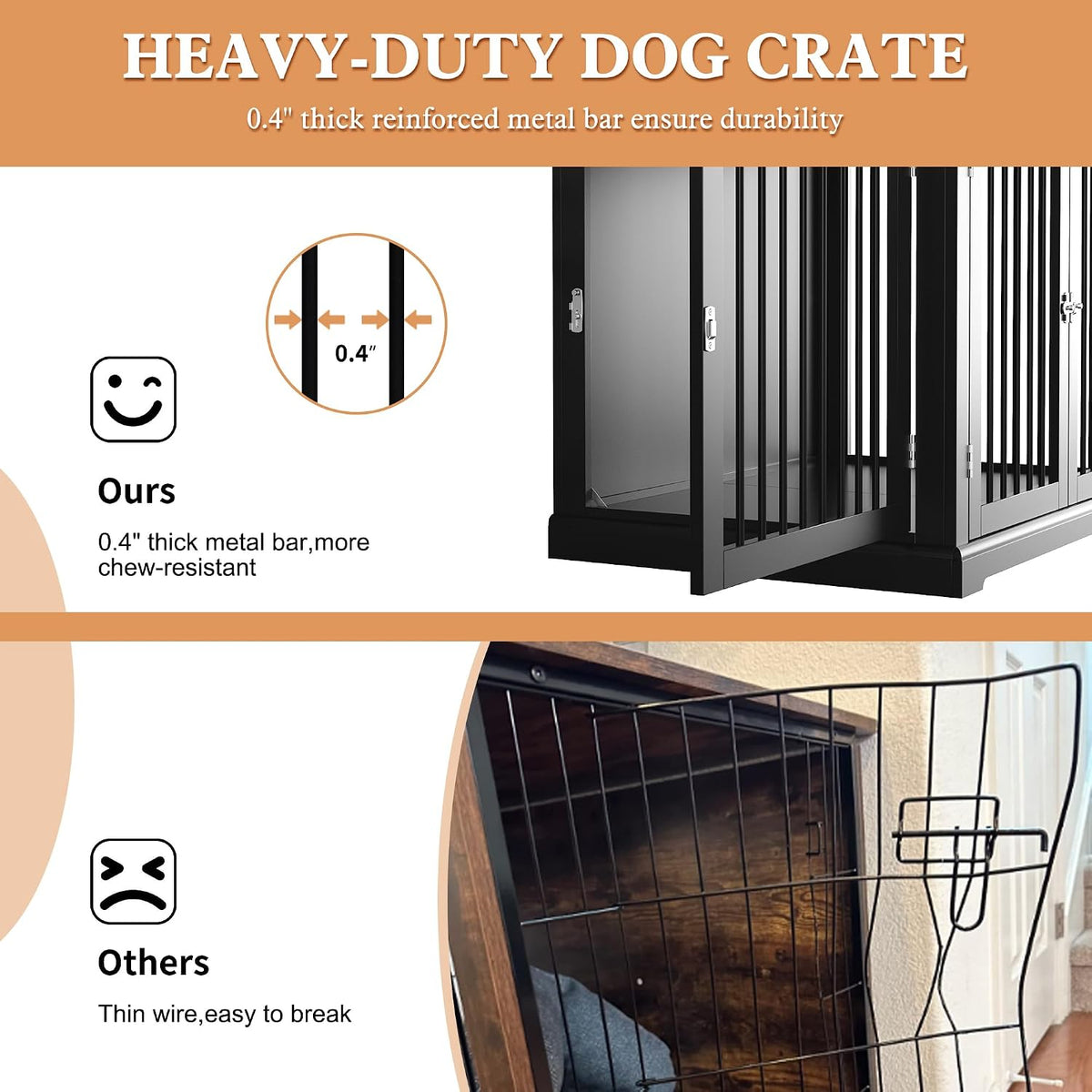 pupetpo dog crate furniture, wooden dog kennel with, close-up detail